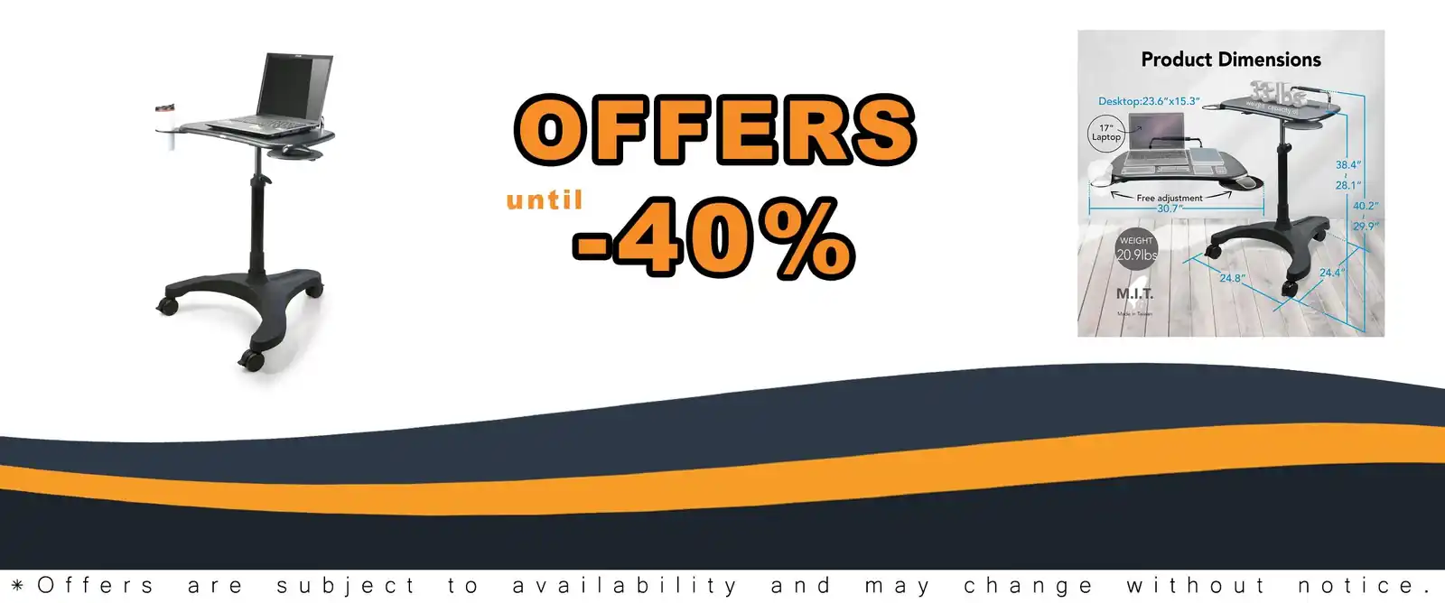 EHO mobile laptop desk cart with wheels and adjustable standing desk