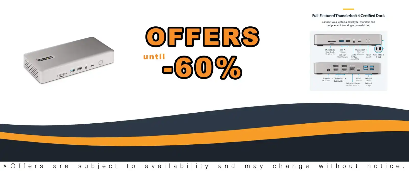 StarTech.com Thunderbolt 4 Dock 40Gbps 16-port 4K dual monitors charging