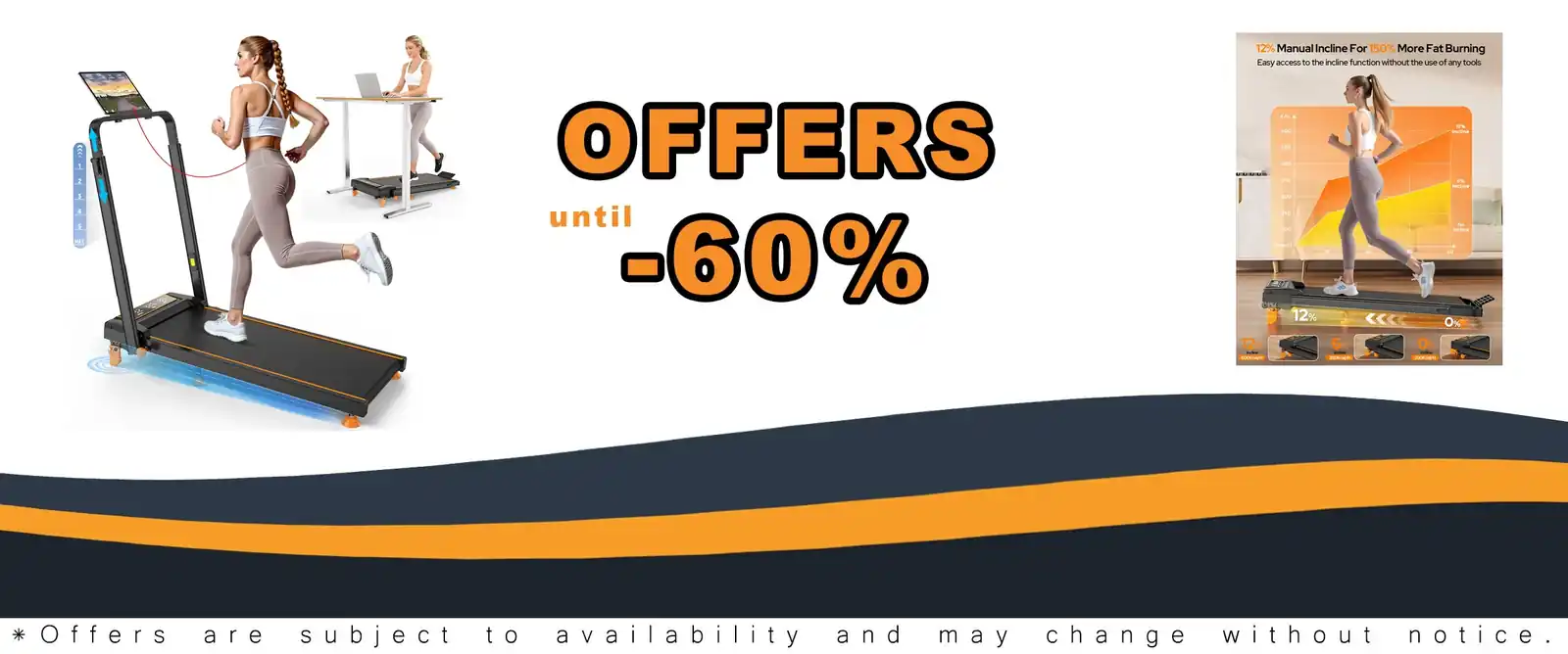 12% incline walking pad treadmill with dual LED display and handle bar